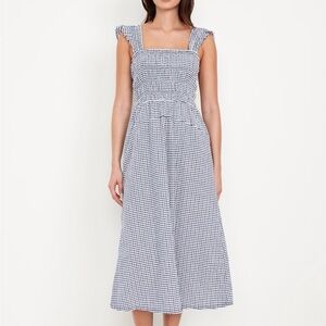 Old Navy Blue and White Gingham Midi Dress